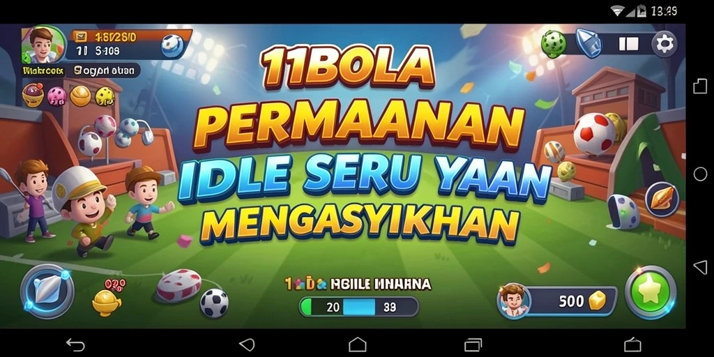 Tampilan gameplay 11BOLA dengan karakter unik dan stadion menarik.