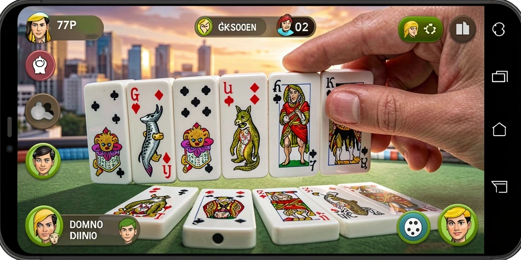 Gameplay seru dalam permainan Domino 77RP.