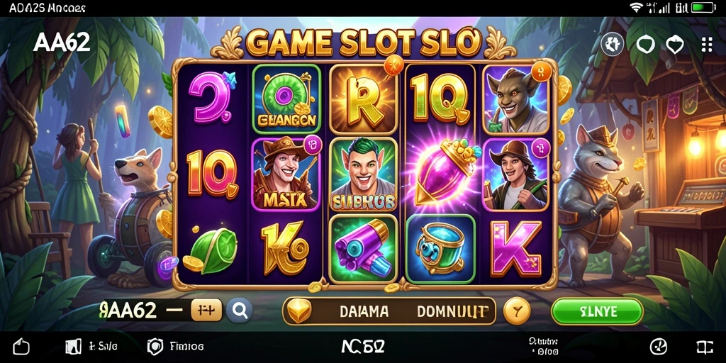 Screenshot gameplay AA62 menampilkan mesin slot yang mengasyikkan dan interaktif.