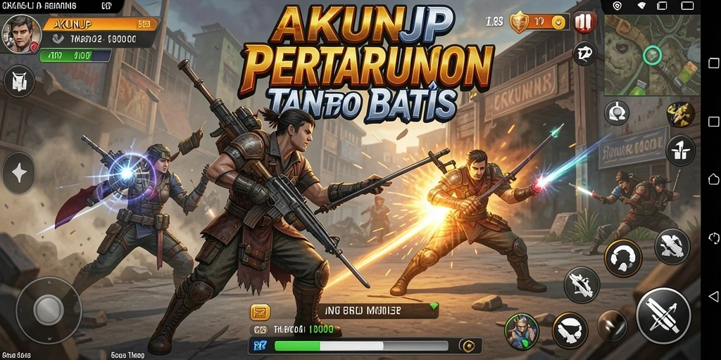 Tangkapan layar aksi pertarungan seru dalam AKUNJP dengan karakter yang berbeda.