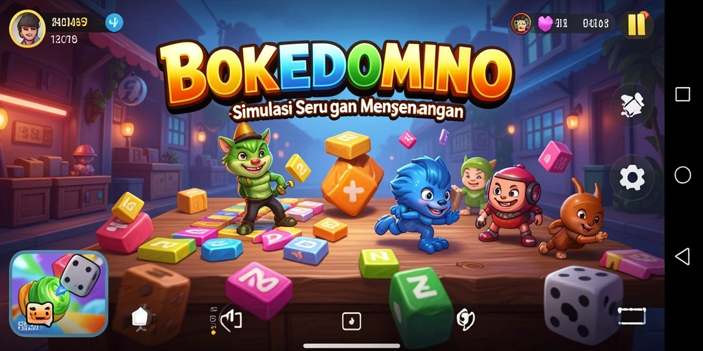 Tampilan gameplay menarik dari BOKEDOMINO yang menawarkan simulasi nyata.