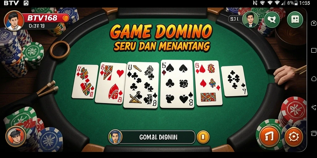 Screenshot gameplay BTV168 yang menunjukkan suasana permainan Domino.