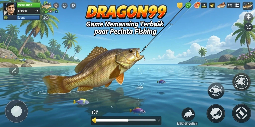 Screenshot gameplay DRAGON99 menampilkan momen menangkap ikan.
