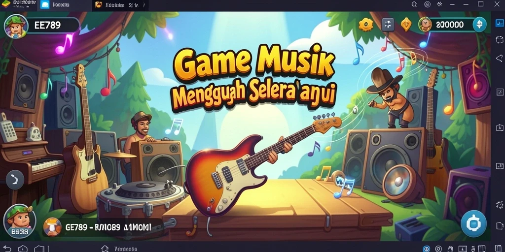 Tampilan gameplay EE789 yang mendebarkan dengan berbagai alat musik.
