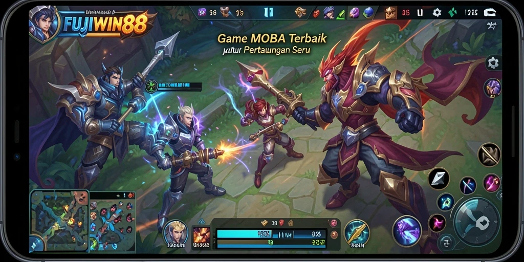 Tangkapan layar gameplay FUJIWIN88 menampilkan pertempuran seru dengan karakter unik.
