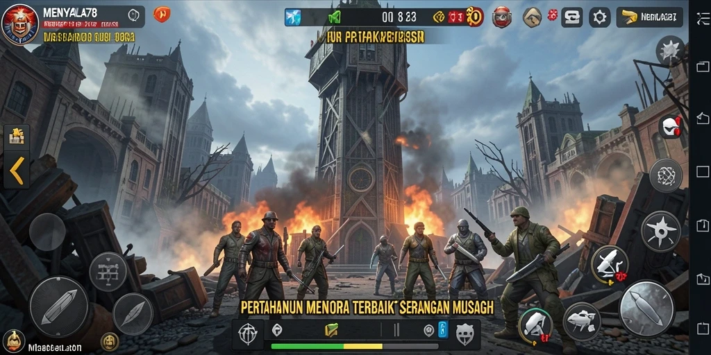Tampilan gameplay seru dalam MENYALA78 dengan strategi Tower Defense.