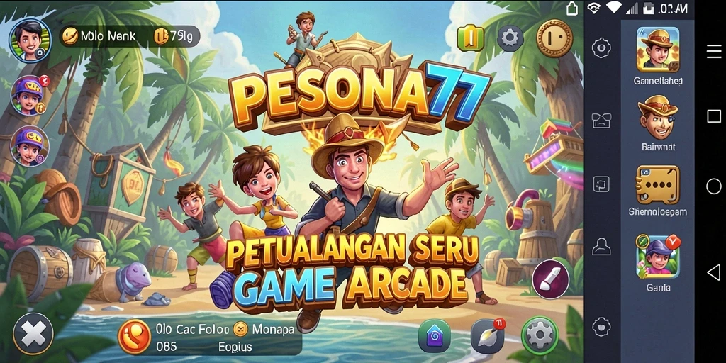 Tampilan gameplay PESONA77 yang penuh warna dan seru.