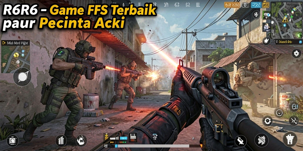 Gameplay intens dari R6R6 yang menampilkan aksi tembak-menembak yang seru.