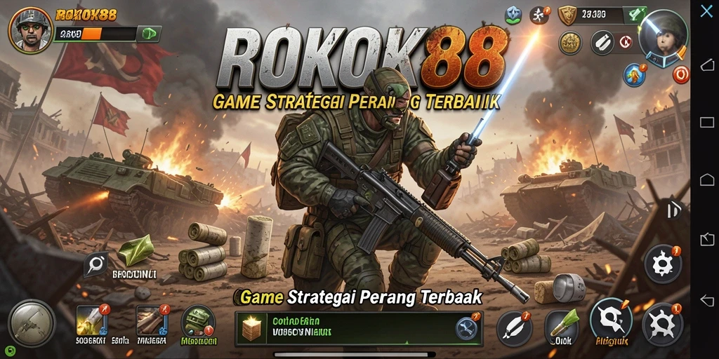 Screenshot gameplay ROKOK88 menampilkan pertempuran strategis yang mendebarkan.
