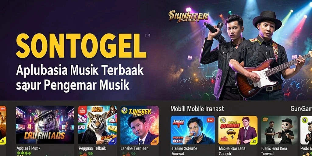 Screenshot gameplay SONTOGEL yang menampilkan antarmuka musik yang menarik.