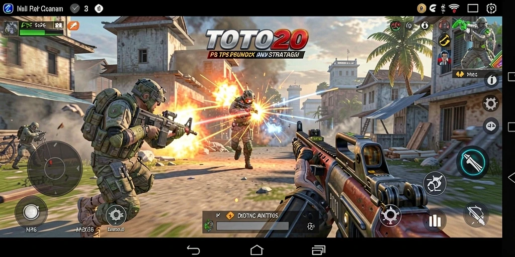 Tangkapan layar menunjukkan aksi intens dari gameplay TOTO20 TPS.